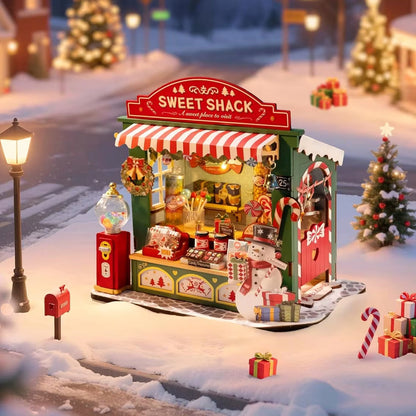 Christmas Sweet Shack DIY Miniature Dollhouse Kit